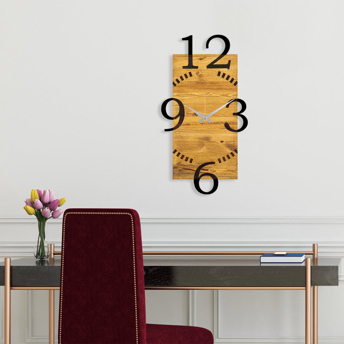 Wallity Reloj de pared decorativo de madera Nogal y negro